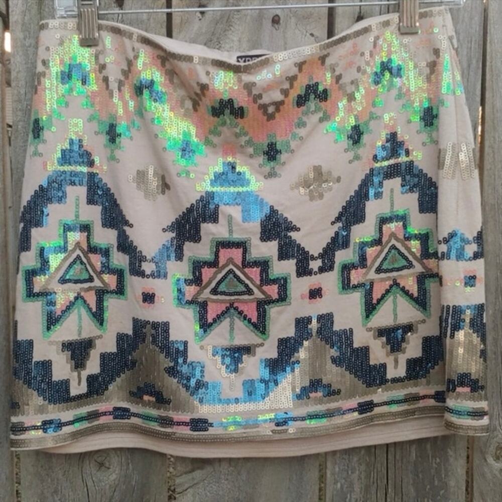 Express Pastel Sequin Skirt EUC